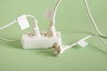 electrical wire and plug, mains filter with plug connector Royalty Free Stock Photo