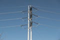 Electrical wire on pole with blue sky Royalty Free Stock Photo