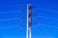 Electrical wire on pole with blue sky Royalty Free Stock Photo