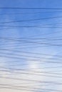 Electrical wire under blue sky Royalty Free Stock Photo