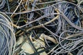 Electrical wire waste. Non-ferrous scrap metal. Construction garbage Royalty Free Stock Photo