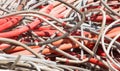 Electrical wires and other lengths of copper wire in the dump of Royalty Free Stock Photo