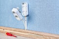 Electrical wiring installation of socket Royalty Free Stock Photo