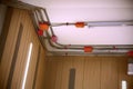 Electrical Wiring and Piping Connection Inside the Building Royalty Free Stock Photo