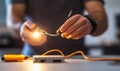 Electrical Wiring and Testing for LED Lighting Royalty Free Stock Photo