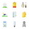 Electrical work icons set, flat style