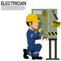 An electrical worker is fixing the electrical cabinet Royalty Free Stock Photo