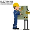 An electrical worker is fixing the electrical cabinet Royalty Free Stock Photo