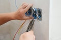 Electrican repair and installing socket, outlet plug Royalty Free Stock Photo
