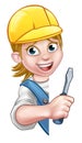 Electrician Builder Woman Cartoon Character