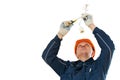 Electrician at cable wiring work Royalty Free Stock Photo