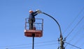 Electrician climb work installing