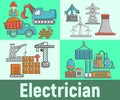 Electrician concept banner, cartoon style