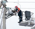 Electrician connect the wires to the line isolator