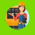 Electrician with electrical equipment. Royalty Free Stock Photo