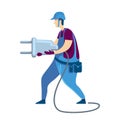 Electrician flat color vector faceless character