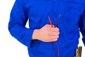 Electrician holding multimeter