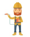 Electrician holding power cable plug
