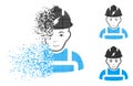 Decomposed Pixel Halftone Electrician Icon with Face