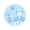 Electrician icon in lineart style