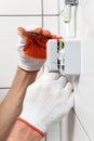 Electrical work indoors Royalty Free Stock Photo