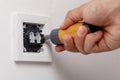 Electrician installing light switch Royalty Free Stock Photo