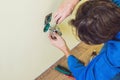 Electrician Installing Socket In New House Royalty Free Stock Photo