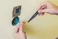 Electrician Installing Socket In New House Royalty Free Stock Photo