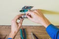 Electrician Installing Socket In New House Royalty Free Stock Photo