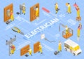 Electrician Isometric Flowchart Royalty Free Stock Photo