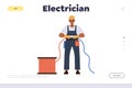 Electrician landing page for online service offering repair and installation of electrical equipment