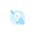 Electrician, light bulb, screwdriver flat vector icon. Filled line style. Blue monochrome design. Editable stroke Royalty Free Stock Photo