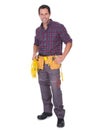 Electrician Man Holding Cable And Toolbox