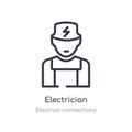 electrician outline icon. isolated line vector illustration from electrian connections collection. editable thin stroke Royalty Free Stock Photo
