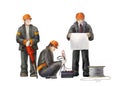 Electrician, project manager, jack hammer wBuilders working on construction works illustration