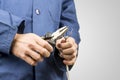 Electrician repairing an electrical cable Royalty Free Stock Photo