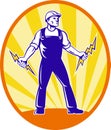 Electrician Repairman Holding Lightning Bolt Royalty Free Stock Photo