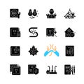 Electrician service black glyph icons set on white space Royalty Free Stock Photo