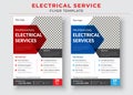 Electrician service flyer template, Professional electrical service poster and flyer