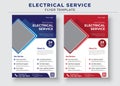 Electrician service flyer template, Professional electrical service poster and flyer