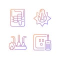 Electrician service gradient linear vector icons set Royalty Free Stock Photo