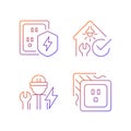 Electrician service gradient linear vector icons set Royalty Free Stock Photo