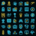 Electrician service icons set vector neon Royalty Free Stock Photo