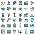 Electrician service icons vector flat