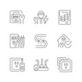 Electrician service linear icons set Royalty Free Stock Photo