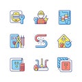 Electrician service RGB color icons set Royalty Free Stock Photo