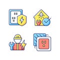 Electrician service RGB color icons set