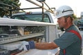 Electrician with Service Truck 1 Royalty Free Stock Photo