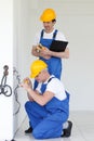 Electrician stripping electrical wires Royalty Free Stock Photo