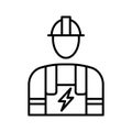 Electrician technician engineer icon. Electric master, service technician, pictogram on white background